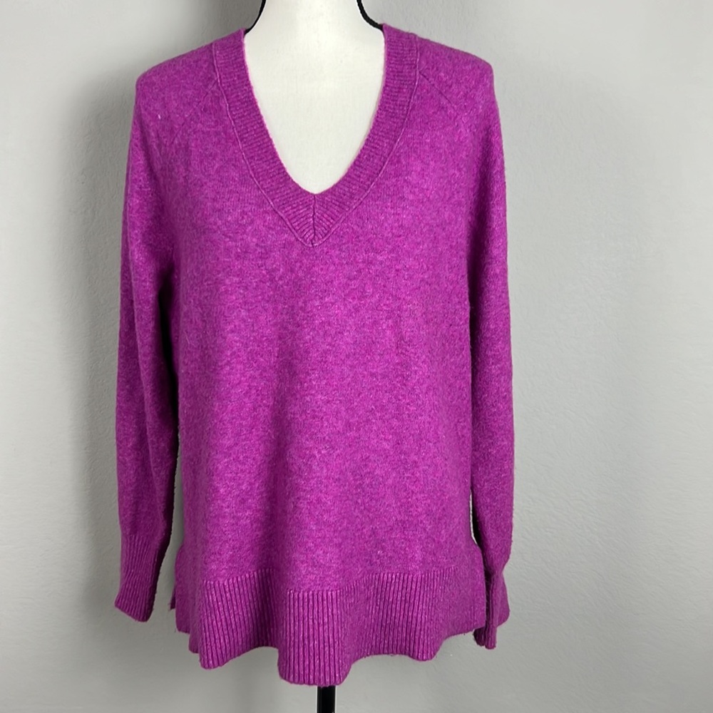 NWOT LOFT Pullover V-Neck Wool Blend Sweater Sz L